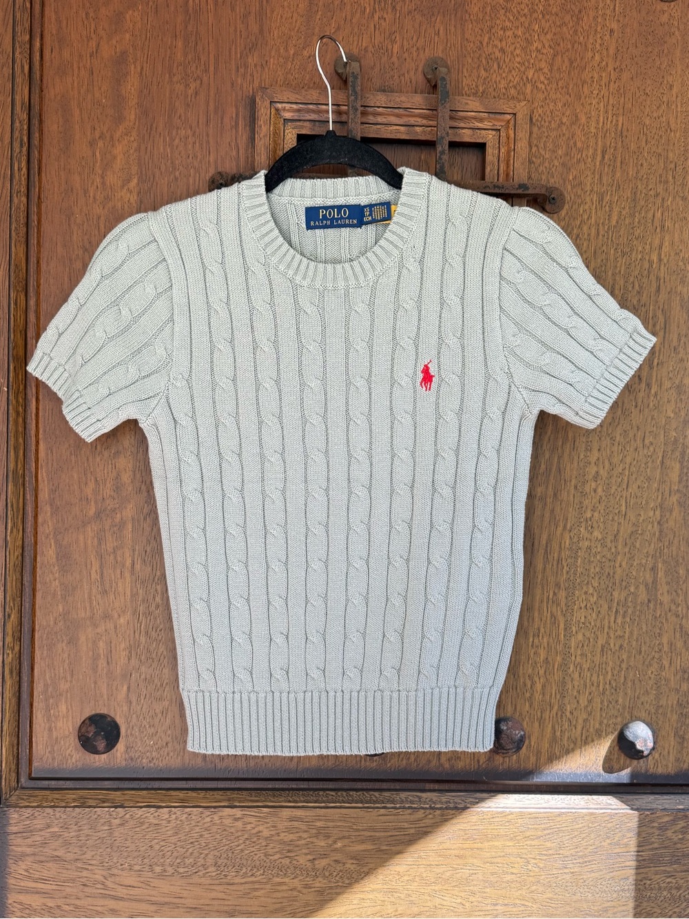 Ralph Lauren Grayish Green Cable-Knit Crewneck Sweater Size XS